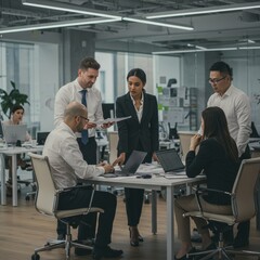 Photo of Diverse Business Team Meeting in Modern Office