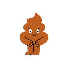 Cheerful cartoon poop with a big smile, cute and funny expression