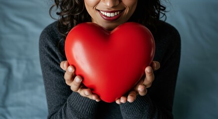 Photo of a Woman Holding a Red Heart