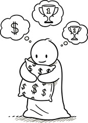 Vector cartoon stick figure drawing conceptual illustration of happy