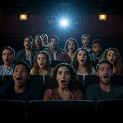 Photo of Amazed Audience Reacts in Dark Cinema