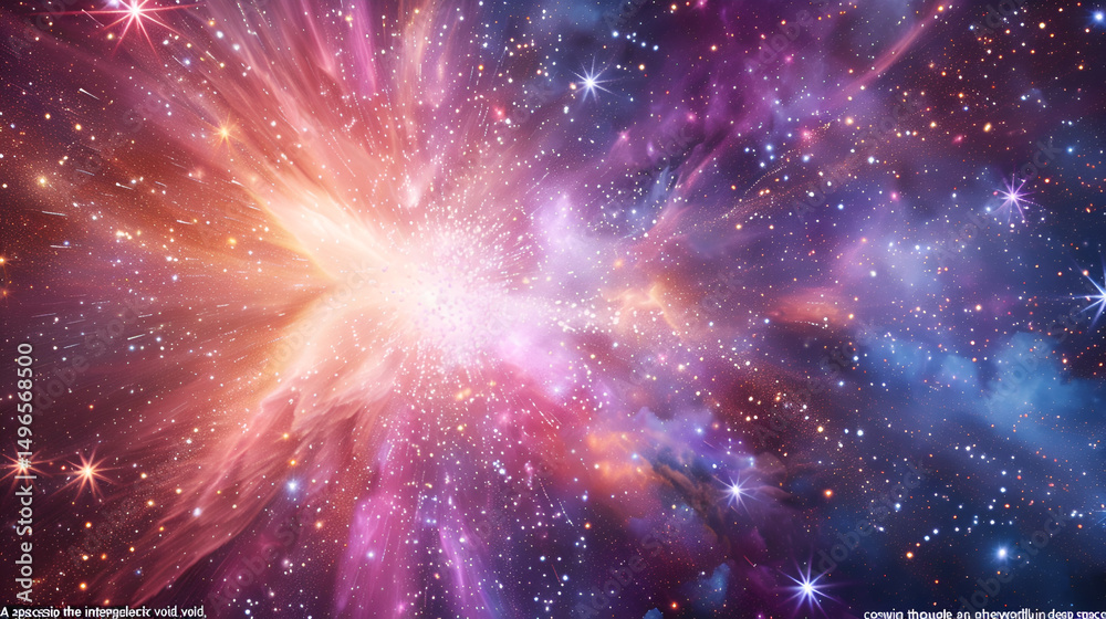 Wall mural artistic rendering of a vibrant nebula with stars and colorful cosmic dust in deep outer space