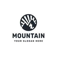 Mountain logo, Adventure, Hiking, Journey logo vector icon illustration