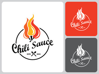 spicy chili sauce logo vector design