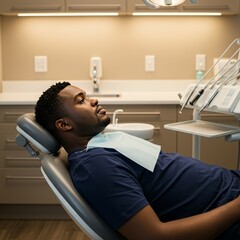 Photo of Black Man Relaxed in Dental Chair
