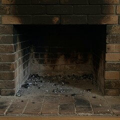 Photo of Empty Brick Fireplace with Ashes