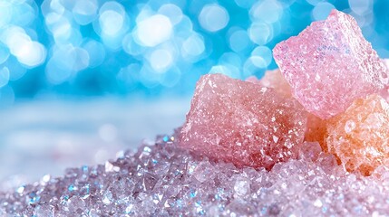 Sugar Crystals Close-up on Bokeh Background
