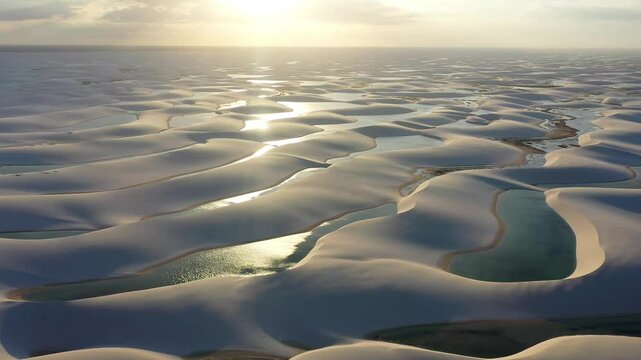 Lencois Maranhenses In Santo Amaro Maranhao Brazil. Sand Dunes And Lagoons Forming During The Rainy Season. Sunset Coast Sky City Seaside. Coast Outdoors. Santo Amaro Maranhao.