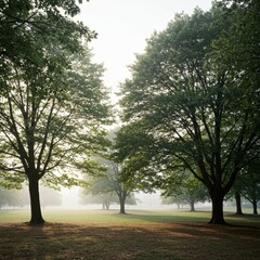 Photo of Foggy Green Trees in Park