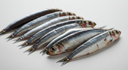 Photo of Fresh Anchovies on White Background