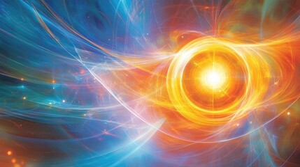 Obraz premium Vibrant swirling energy, cosmic nebula with bright core