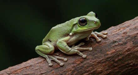 Fototapeta premium Photo of Green Tree Frog on Branch