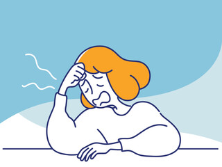 ため息をついてだるそうにしている女性