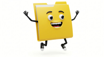 Happy Jumping Folder Cartoon Character