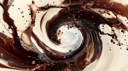 Abstract swirling design of dark and light liquids.