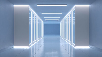 Obraz premium Modern Empty Corridor with Futuristic Lighting