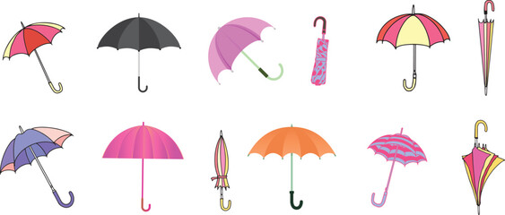 Umbrella icons vector set