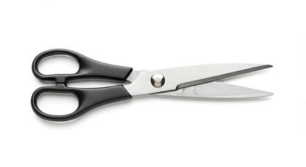 Photo of Pair of Black Handled Scissors on White