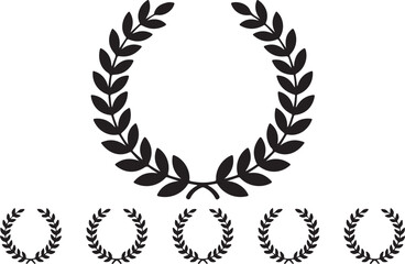 Black and white silhouette circular laurel foliate