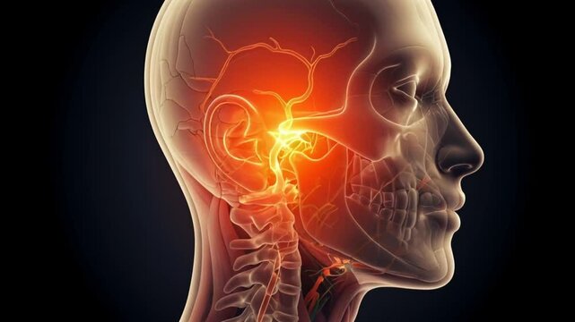 Human Head Anatomy 3D Model Trigeminal Nerve Pain Animation
