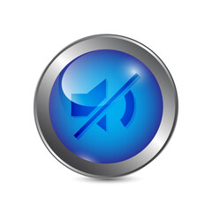metallic glossy speaker mute icon vector illustration