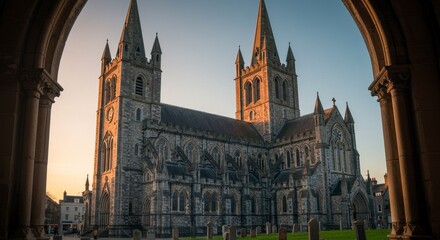Naklejka premium Photo of St Patrick's Cathedral Dublin at Sunset