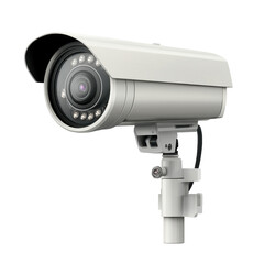 Surveillance camera mounted for security monitoring on a transparent background, Surveillance camera isolated on a transparent background