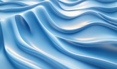 Obraz premium Smooth flowing blue silk fabric with gentle waves and shining highlights under soft light, creating a calm and elegant atmosphere