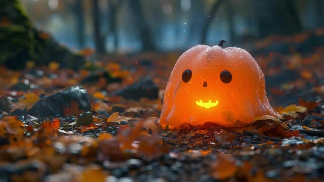 cute pumpkin shaped ghost character hellowen
