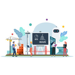 Engineering class with miniature people.