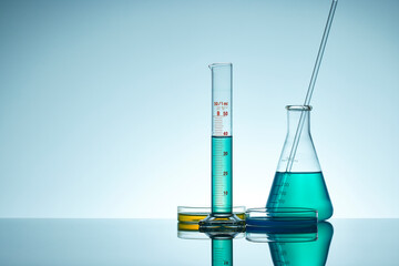 Colorful Laboratory Glassware for Modern Science and
Research Background.