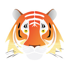 Obraz premium Tiger face illustration in bold colors. PNG image, transparent background