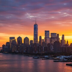 Fototapeta premium Photo of New York City Skyline at Sunset