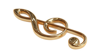 Fototapeta premium Elegant golden treble clef symbol representing music and harmony. transparent background