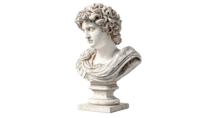 Fototapeta premium A classic marble bust showcasing intricate details and artistry. transparent background