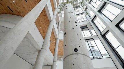 Concrete Column, Modern Building Interior