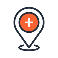 Location Icon with Plus Mark Vector Illustration – Add Location Symbol Isolated on White Background