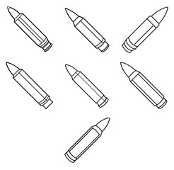Set Of bullet silhouette vector illustration