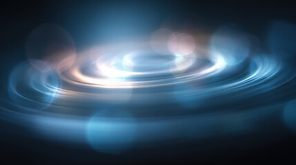 Abstract circular light pattern in gradient blue tones, symbolizing global connectivity and harmony