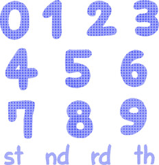 手描きの青いハーフトーンのナンバーアイコン