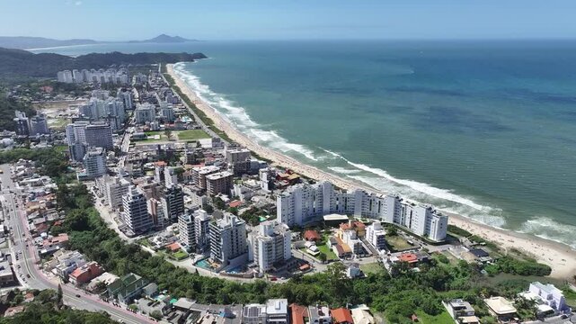Praia Brava In Itajai Santa Catarina Brazil. Modern City Center With Skyscrapers Reflecting The Urban Life. Island Life Landscape Recreation Wanderlust. Summertime Recreation Coast.