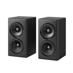 Fototapeta premium Pair of Modern Black Speakers with Dual Drivers