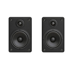 Fototapeta premium Compact Black Bookshelf Speakers with Dual Drivers for High-Quality Sound