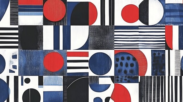 Abstract Red Blue Geometric Pattern. (2) - Powered by Adobe