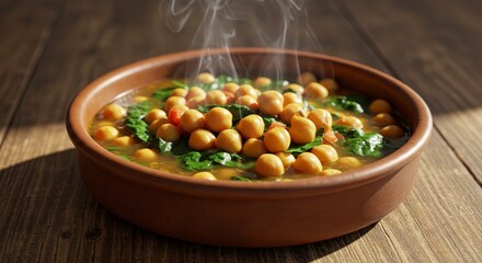 Steaming Chickpea and Spinach Stew Photo