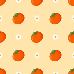 Seamless pattern with persimmon fruit.