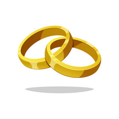 Gold wedding rings vector isolated on white background.