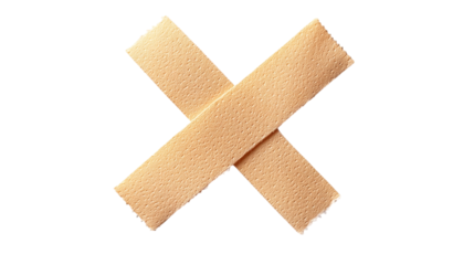 Adhesive bandages crossed over each other isolated on transparent background