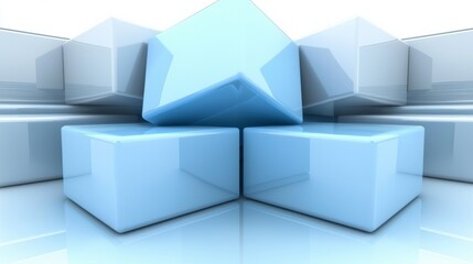 Obraz premium Abstract Blue Cube Composition 3D Render, Geometric Shapes, Minimalist Design, Cube Art 3D rendering, abstract art