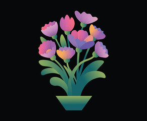 Background and banner decorated with pastel colors blooming flowers and leaves.